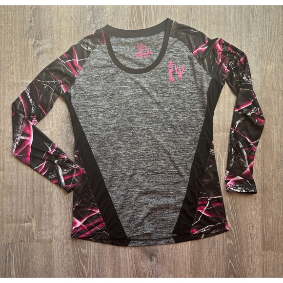 Huntworth Women's Long Sleeve Top‎ Camo HuntingPink Black Gray Size Large - Picture 1 of 5